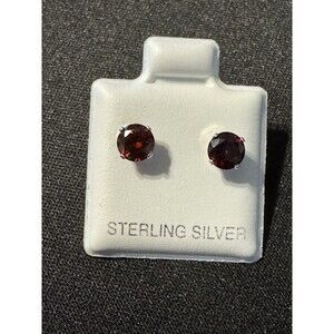 925 Garnet Post Earrings